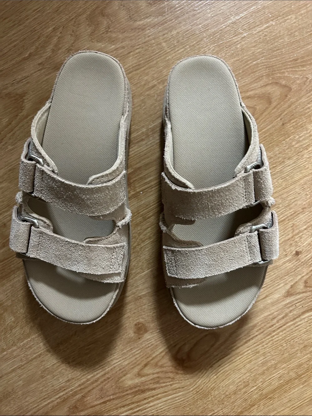 UGG Women's Double-Strap Suede Slide Sandals - Light Beige